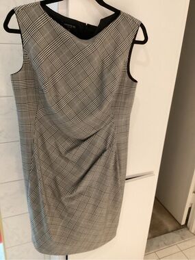 Lafayette 148 New York Black and Gray Plaid Sheath Dress